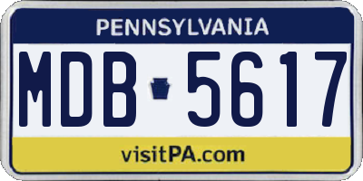 PA license plate MDB5617