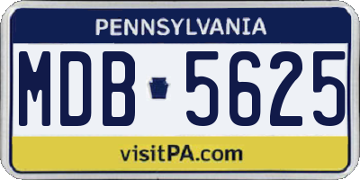 PA license plate MDB5625