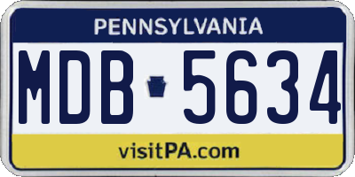 PA license plate MDB5634