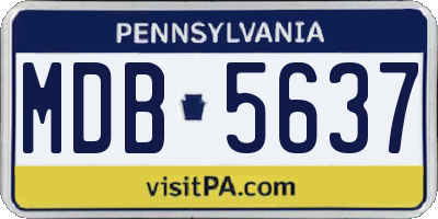 PA license plate MDB5637
