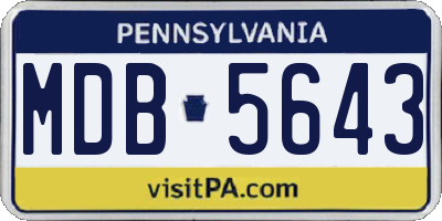 PA license plate MDB5643