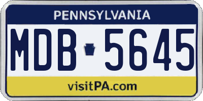 PA license plate MDB5645