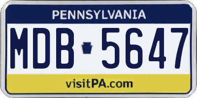 PA license plate MDB5647