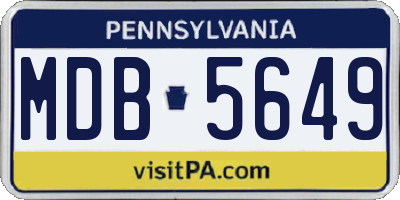 PA license plate MDB5649