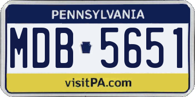 PA license plate MDB5651