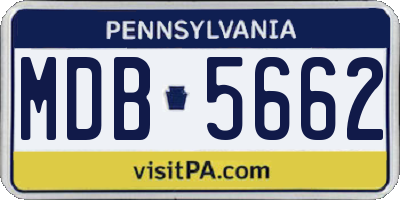 PA license plate MDB5662