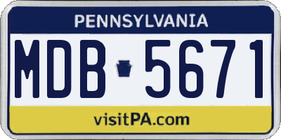 PA license plate MDB5671