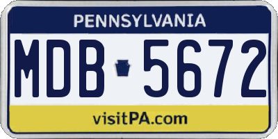 PA license plate MDB5672