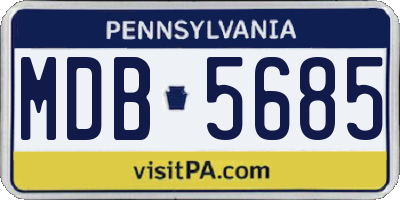 PA license plate MDB5685