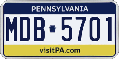 PA license plate MDB5701