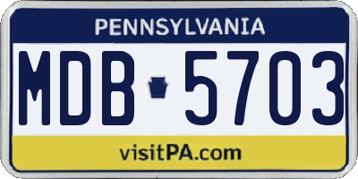 PA license plate MDB5703