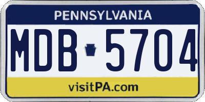 PA license plate MDB5704