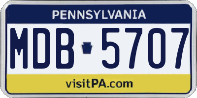 PA license plate MDB5707