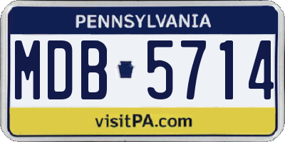 PA license plate MDB5714