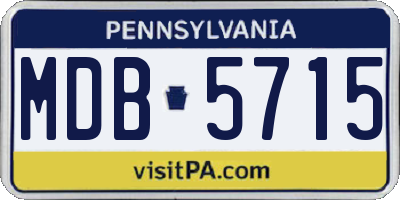 PA license plate MDB5715