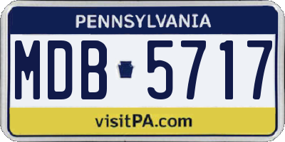 PA license plate MDB5717