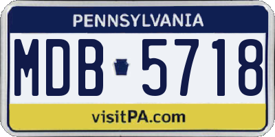 PA license plate MDB5718