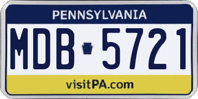 PA license plate MDB5721