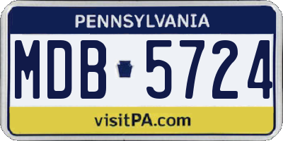 PA license plate MDB5724