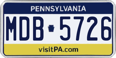 PA license plate MDB5726