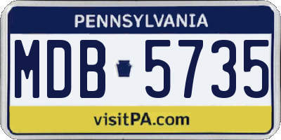 PA license plate MDB5735