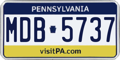 PA license plate MDB5737