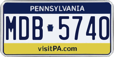 PA license plate MDB5740