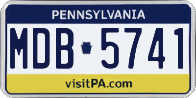 PA license plate MDB5741