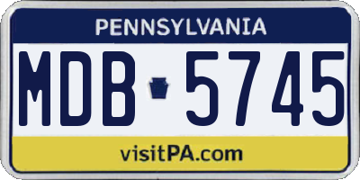 PA license plate MDB5745