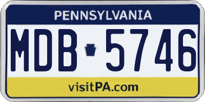 PA license plate MDB5746