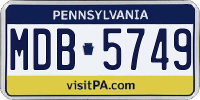 PA license plate MDB5749