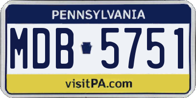 PA license plate MDB5751