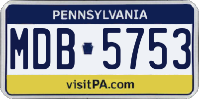 PA license plate MDB5753