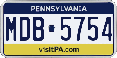 PA license plate MDB5754
