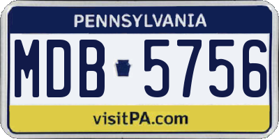 PA license plate MDB5756