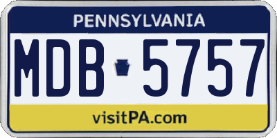 PA license plate MDB5757