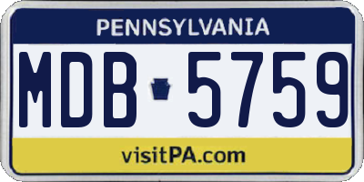 PA license plate MDB5759