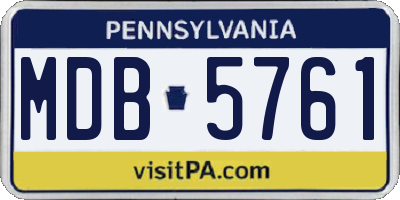 PA license plate MDB5761