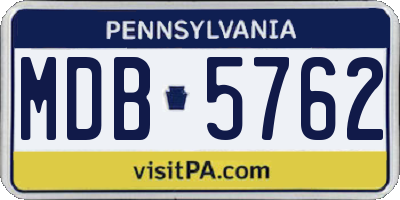 PA license plate MDB5762