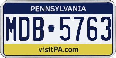 PA license plate MDB5763