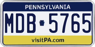 PA license plate MDB5765