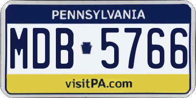 PA license plate MDB5766