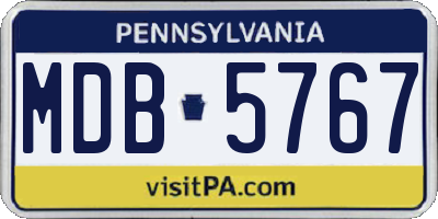PA license plate MDB5767
