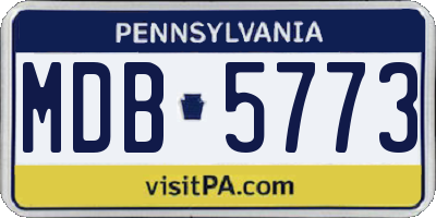 PA license plate MDB5773