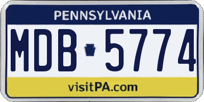 PA license plate MDB5774