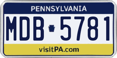 PA license plate MDB5781