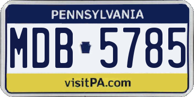 PA license plate MDB5785