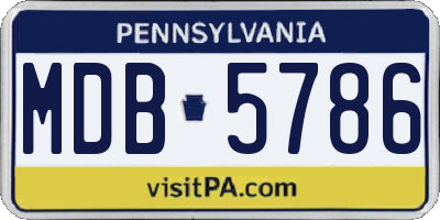 PA license plate MDB5786