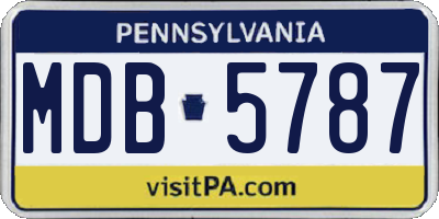 PA license plate MDB5787