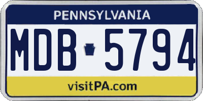 PA license plate MDB5794